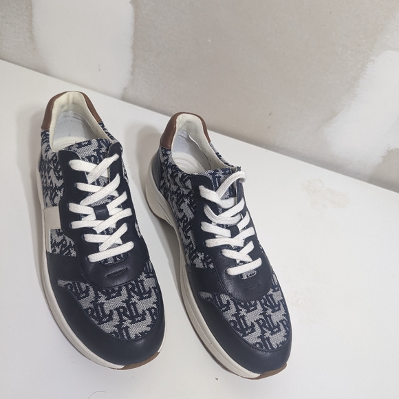 Lauren Ralph Lauren Rylee Monogram Jacquard Sneakers Sz 8.5 US 40 EUR - Picture 6 of 7